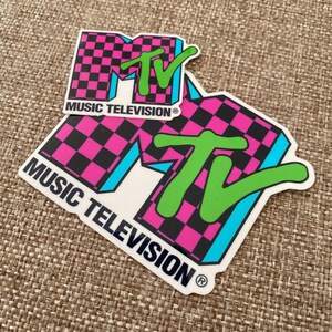1990s Classic MTV Music Television Pink Checkered Sticker - 2 SIZE OPTIONS - Decal