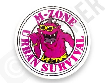 Jaren 1980 M-Zone Urban Survival 8,5 cm Sticker London Skateboard Shop Hoogglans UV Beschermde Vintage Skate