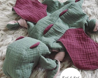 Moss green / Berry / Dusty rose dragon cuddly dragon baby girl boy comforter birth gift baby shower