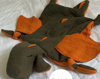 Hunter Green / Orange Dragon Cuddly Dragon Baby Boy Comforter Birth Gift Baby Shower