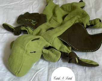 Kiwi Green / Hunter Green Dragon Cuddly Dragon Baby Boy Comforter Birth Gift Baby Shower