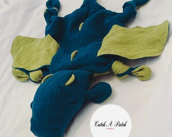 Petrol / Kiwi Green Dragon Cuddly Dragon Baby Boy Babygirl Girl Comforter Birth Gift Baby Shower