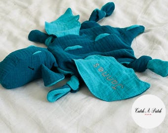 Petrol / Dark Turquoise Dragon Cuddly Dragon Baby Boy Baby Girl Comforter Birth Gift Baby Shower