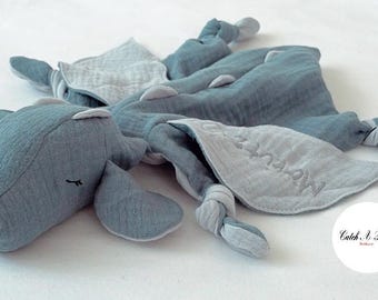 Steel blue / satin grey dragon cuddly dragon baby girl boy comforter birth gift baby shower
