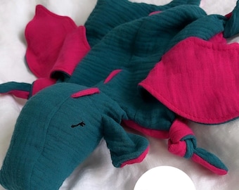 Petrol/Pink Dragon Cuddly Dragon Baby Boy Baby Girl Comforter Birth Gift Baby Shower Twins