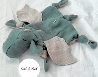 Moss Green / Beige Dragon Cuddly Dragon Baby Boy Comforter Birth Gift Baby Shower