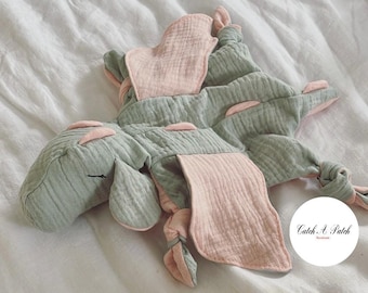 Mint/Pink Dragon Cuddly Dragon Baby Boy Comforter Birth Gift Baby Shower Summer Pastel