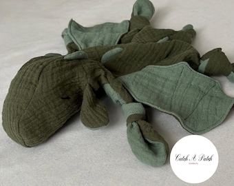 Hunter Green / Moss Green Dragon Cuddly Dragon Baby Boy Comforter Birth Gift Baby Shower