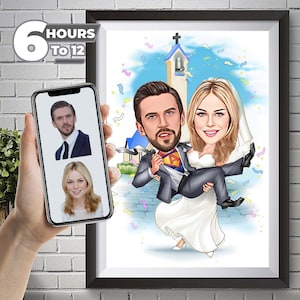 Personalized Couple Caricature Drawing From Photo, Funny Cartoon Custom Caricature Portrait, Gift For Parents, Him, Her, Friends, Wedding.