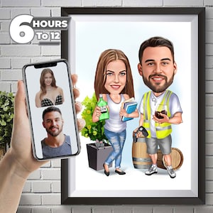 Custom Couple Cartoon Portrait Couple Portrait Couple Gift, Wedding Caricature Wedding Portrait, Custom Caricature, Wedding Invitation.