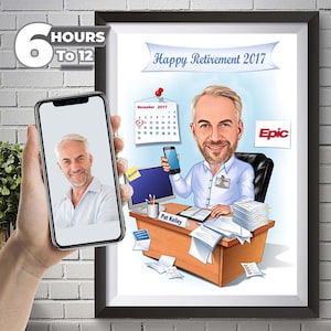 Caricatura de jubilación personalizada, Caricatura de foto, Regalo de jubilación, Retrato de jubilación, Retrato digital, Regalo digital para jubilación