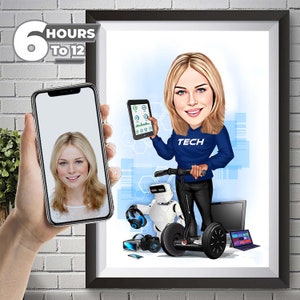 Personalized Female Caricature Drawing From Photo Gift For Her Custom Caricature Cartoon Illustration Digital Designs for The Woman Gift.