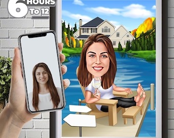 Personalized Female Retirement Cartoon Portrait, Custom Retirement Caricature Drawing from Photo, Funny Retirement Caricature, Gift