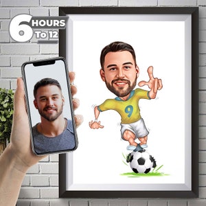 Soccer Player Caricature , Soccer Player Caricature Drawing From Photo, Custom Digital Caricature Portrait, Gift For Coach Football Player