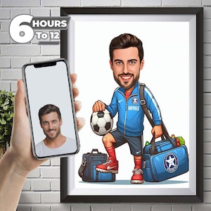 Kundenspezifische Fußballtrainer-Karikatur-Figürchengeschenk, Trainer-Foto-Geschenke, personalisiertes Trainer-Geschenk, Fußballtrainer-Geschenk, Fußballtrainer-Geschenke