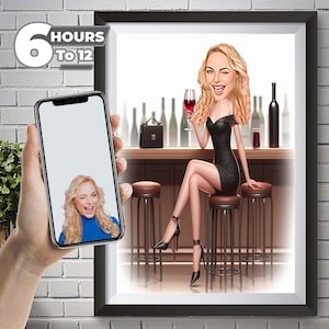 Funny Caricature for Woman , Business Woman Caricature, Big Boss Caricature, Personalized Gift, Mrs. Banker Caricature, Digital Download.