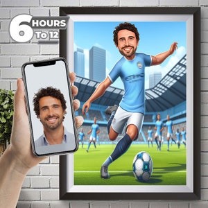 Manchester city Soccer Player Cartoon Portrait, Soccer Caricature Soccer Gift, Footballer Cartoon, Soccer Portrait, Caricature from Photo