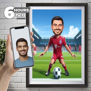 Bayern München Fußballspieler Cartoon Porträt, Fußball Karikatur Fußball Geschenk, Fußballer Cartoon, Fußball Porträt, Karikatur vom Foto.