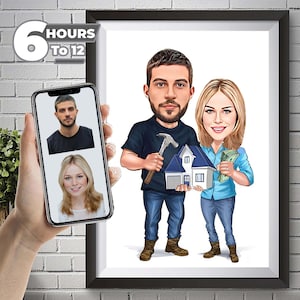 Personalized Couple Cartoon Portrait, Custom Mr. & Mrs. Caricature Drawing, Funny Couple Caricature, Gift for Couple, Family Portrait.