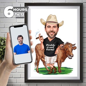 Custom Farmer Cartoon Portrait, Farmer Caricature, Farmer Gift, Farmer Cartoon, Farmer Caricature from Photo, Funny Farmer Caricature
