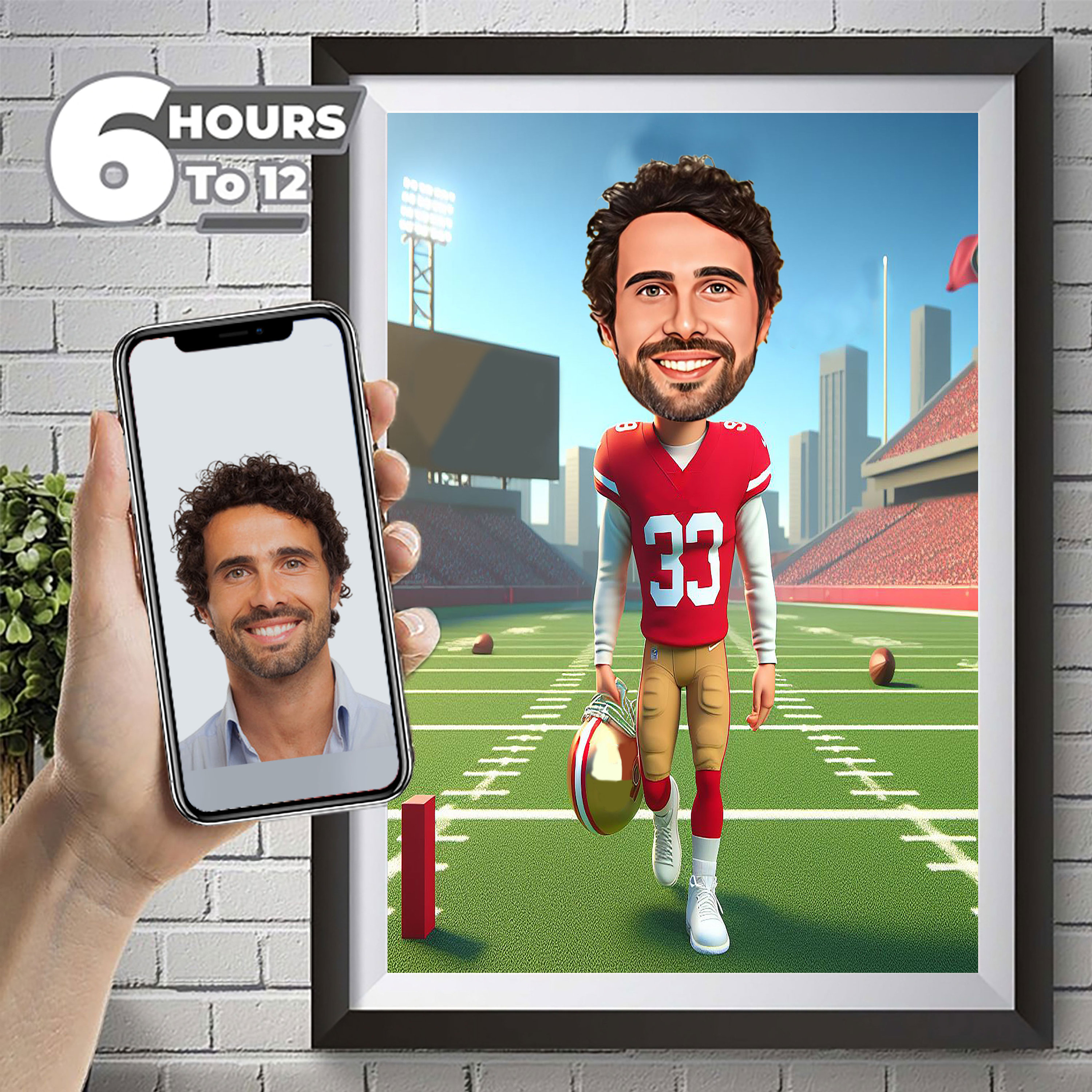 Seattle, Seahawks American Football Drawing Football Player Caricature from Photo Football Cartoon Portrait Funny Football Gift.