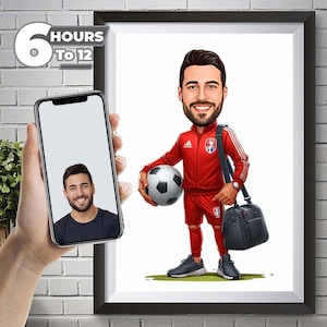 Regalo para entrenador, regalo para entrenador de baloncesto-21, retrato de caricatura de entrenador personalizado, dibujo de caricatura de entrenador personalizado a partir de foto