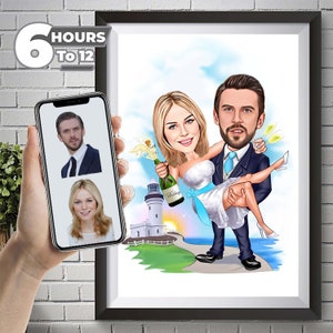 Custom Wedding Cartoon Portrait, Couple Portrait, Gift for Couple, Wedding Caricature, Wedding Portrait, Custom Caricature, Couple Cartoon.