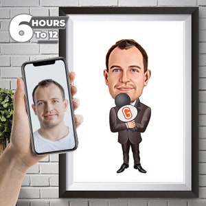 Könnte beinhalten: Eine digitale Karikatur einer Person, die ein Mikrofon mit dem Buchstaben "G" darauf hält. Die Karikatur ist im Cartoon-Stil gehalten und trägt einen Anzug. Die Person hält das Mikrofon mit der rechten Hand vor sich. Der Hintergrund ist weiß.