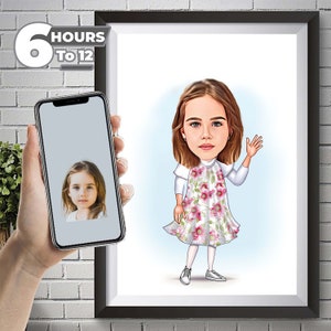 Custom Kids Caricature from Photo, Digital Portrait, Kids Gift, Caricature Portrait, Personalized Gift, Princess Caricature Digital Download
