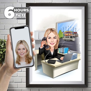 Custom Female Boss Cartoon Portrait, Boss Portrait, Gifts for Boss, Boss Caricature, Boss Lady Cartoon, Funny Boss Lady Caricature, Boss Art