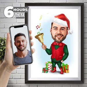 Gepersonaliseerde kerstmannenkarikatuur: een leuk en uniek cadeau-idee voor hem