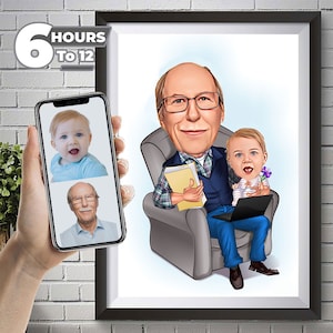 Ritratto personalizzato del fumetto del nonno, caricatura dalla tua foto, ritratto personalizzato, caricatura personalizzata, regali personalizzati.