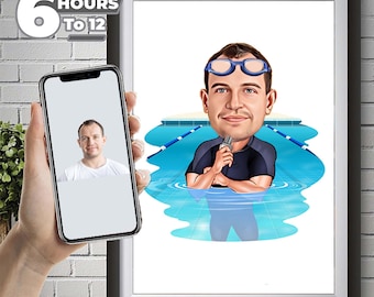 May include: A cartoon illustration of a person wearing swimming goggles and a black wetsuit, holding a microphone, standing in a swimming pool. The text "6 HOURS TO 12" is in the upper left corner of the image.