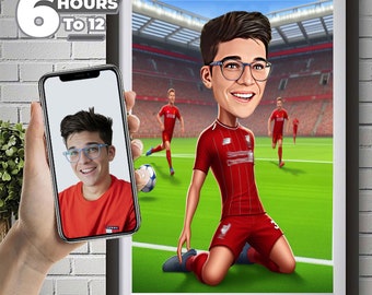 Liverpool Fc Soccer Player Caricature, Soccer Caricature Soccer Gift, Footballer Cartoon, Soccer Portrait, Caricature from Photo.