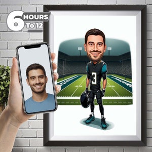 Jacksonville Jaguars disegno di football americano caricatura di giocatore di football da foto ritratto di cartone animato di calcio regalo di calcio divertente.