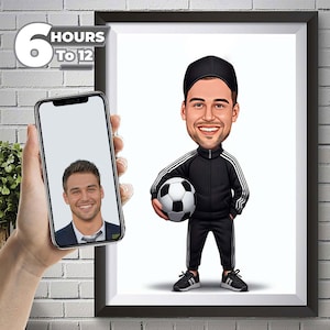 Caricatura de entrenador divertida, retrato personalizado de dibujos animados de entrenador, dibujo de caricatura de entrenador divertido de la foto, regalo de entrenador