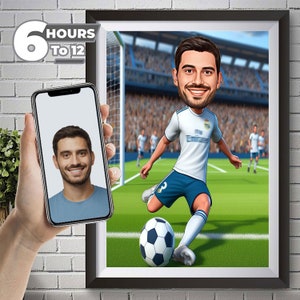 Real Madrid Soccer Player Cartoon Portrait, Soccer Caricature Soccer Gift Footballer Cartoon, Soccer Portrait, Caricature from Photo.