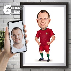 Custom Soccer Player Caricature from Photo, Funny Soccer Player Cartoon Drawing,  Digital Portrait for Men, Soccer Player Cartoon.