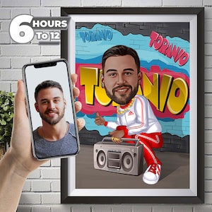 Dj Gift, Dj Caricature from Photo, Funny Dj Art Drawing, Funny Dj Portrait, Dj Cartoon Drawing, Dj Cartoon Digital Download, Digital Print