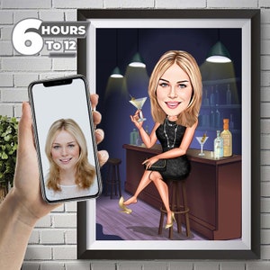 Funny Caricature for Woman , Business Woman Caricature, Big Boss Caricature, Personalized Gift, Mrs. Banker Caricature, Digital Download.