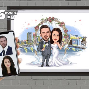 Personalized Married Couple Cartoon Custom Caricature Marriage Proposal Marriage Caricature,Digital Caricature Wedding Day Gift From Photo