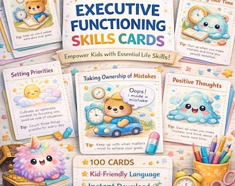 Executive Functioning Printable Cards for Kids, ADHD Routine Cards, Classroom Behavior Support, Visual Schedule, Homeschool Tools