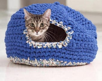 Cat Cave Crochet Pattern PDF, Easy Cat Bed Pattern, Modern Pet Pod, Cozy Kitty House, Crochet Cat Basket, Instant Download