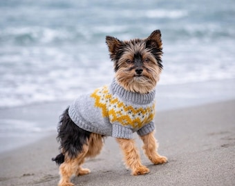 Yorkshire Terrier Dog Sweater Knitting Pattern PDF, Small Dog Sweater Pattern, Yorkie Knit Sweater, DIY Pet Clothes Pattern, Fair Isle Dog