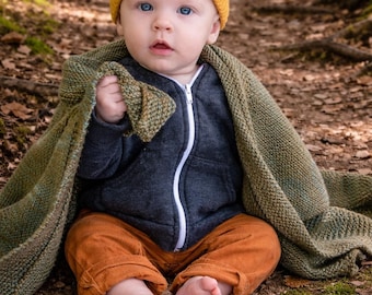 Malt Blanket Knitting Pattern PDF – Modern Geometric Baby Blanket – Easy Garter & Stockinette Throw – Stroller Crib Lap Afghan