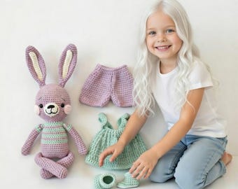 Bianca Hare Amigurumi Crochet Pattern PDF – Bunny Doll with Dress, Cape, Boots & Accessories | Intermediate Plush Toy Pattern