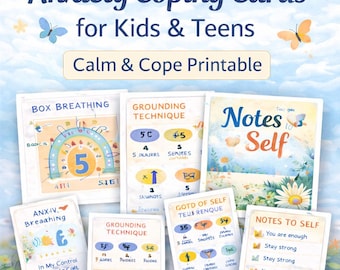 Anxiety Coping Cards for Kids Teens Calm & Cope Printable Therapy Flashcards, SEL Tools, ADHD Autism Support, Mindfulness PDF