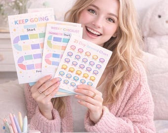 Printable Reward Charts for Kids Bundle, US Letter Checklist Set, Bedtime, Responsibility, Screen Time Charts, Digital Download