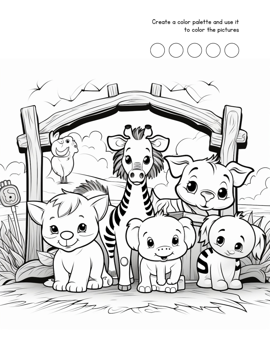 Funny Animals Coloring Pages Etsy