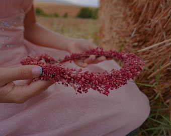 Gypsum Hair Wreath, Dried Flower Hair Wreath, Wedding Hair Accessory, Groom's Wreath, Bridal Wreath, Photo Prop